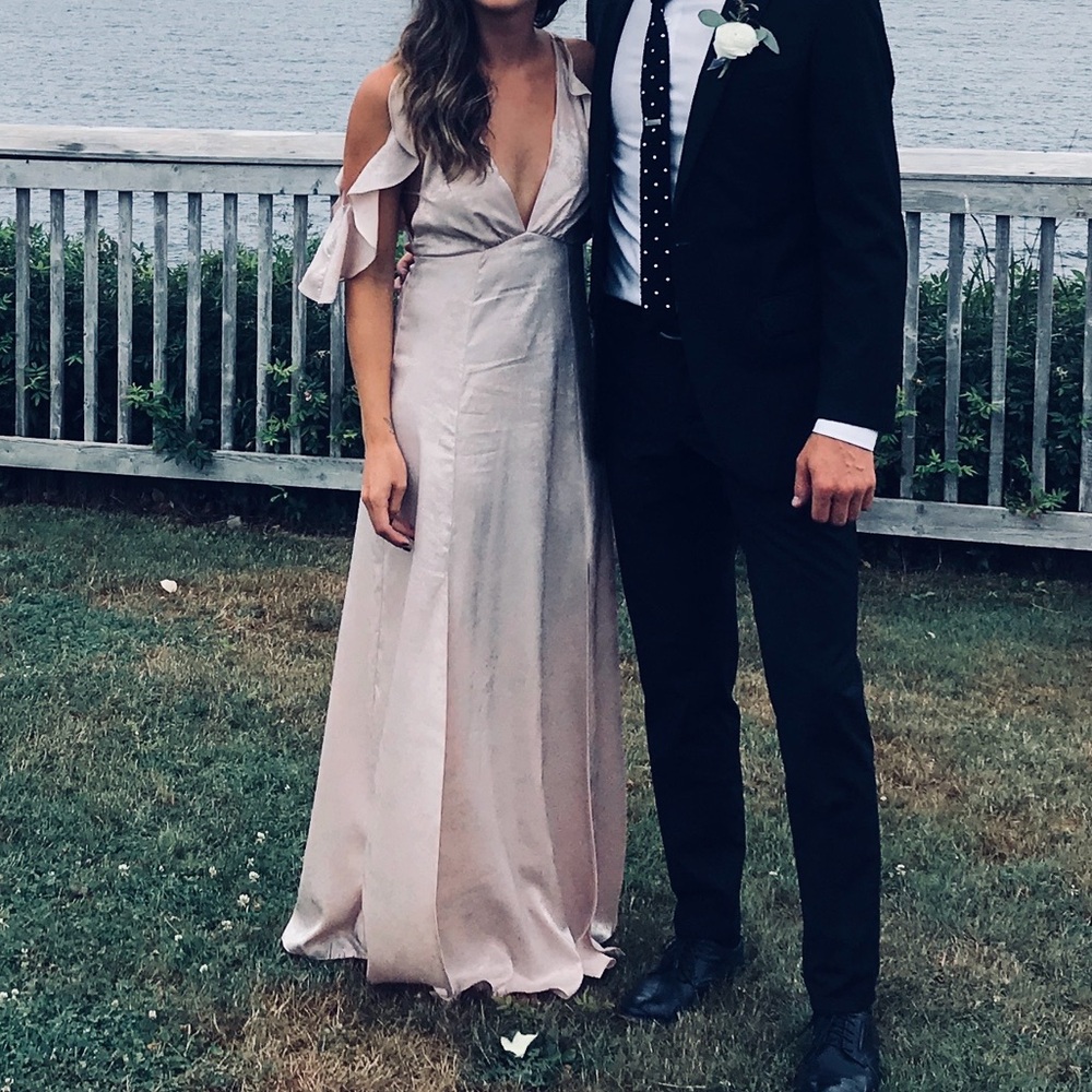 Elegant Blush Off-Shoulder Gown